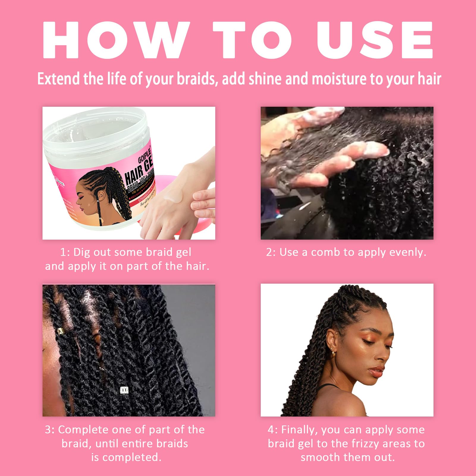 Goiple strawberry scented braid gel during styling