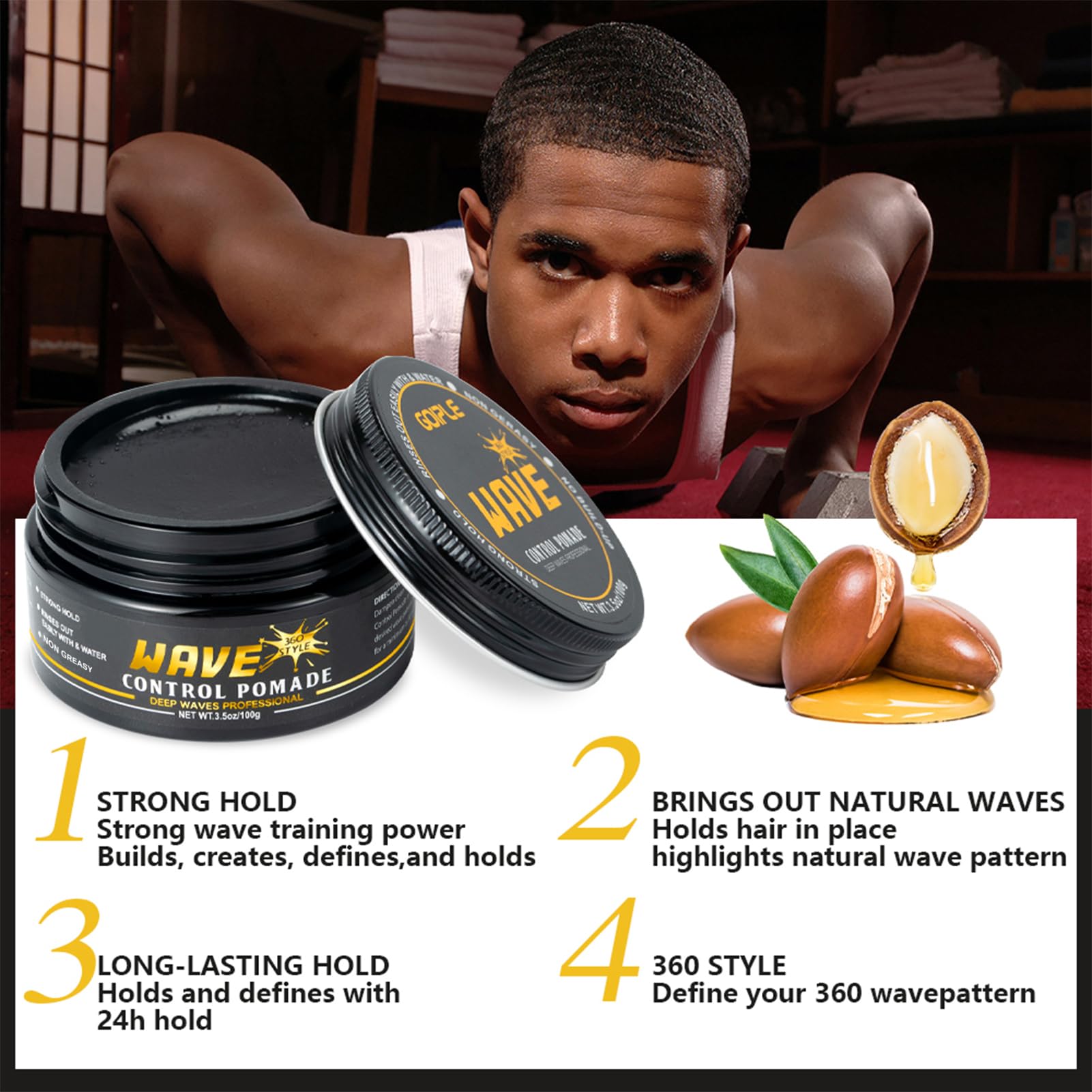 Goiple Wave Butter jar highlights rich texture for defined, polished waves.