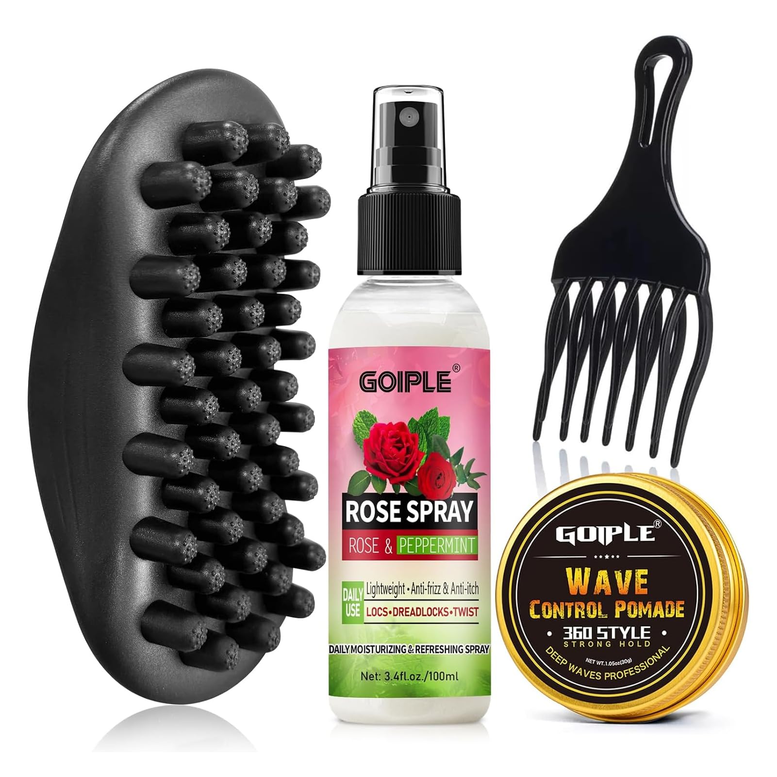 Goiple Wave Pomade Twist Sponge Brush en mano para definición de rizos 4C