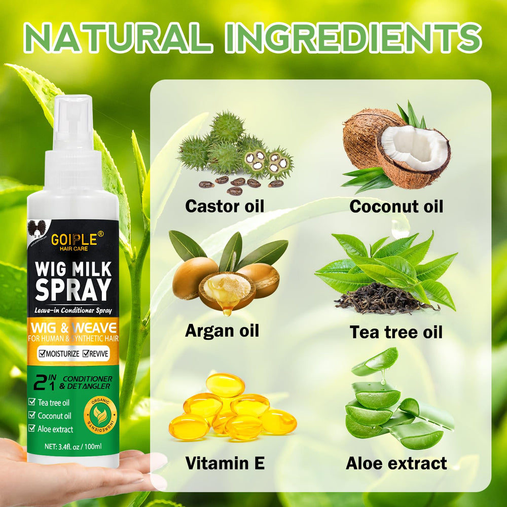 Goiple Wig Milk Spray: aplicación fácil para desenredar sin dañar fibras.