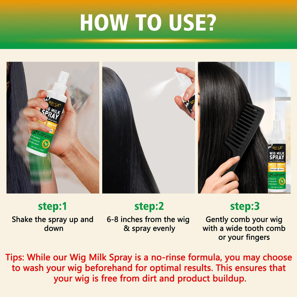 Goiple Wig Milk Spray bottle nozzle dispensing a fine mist