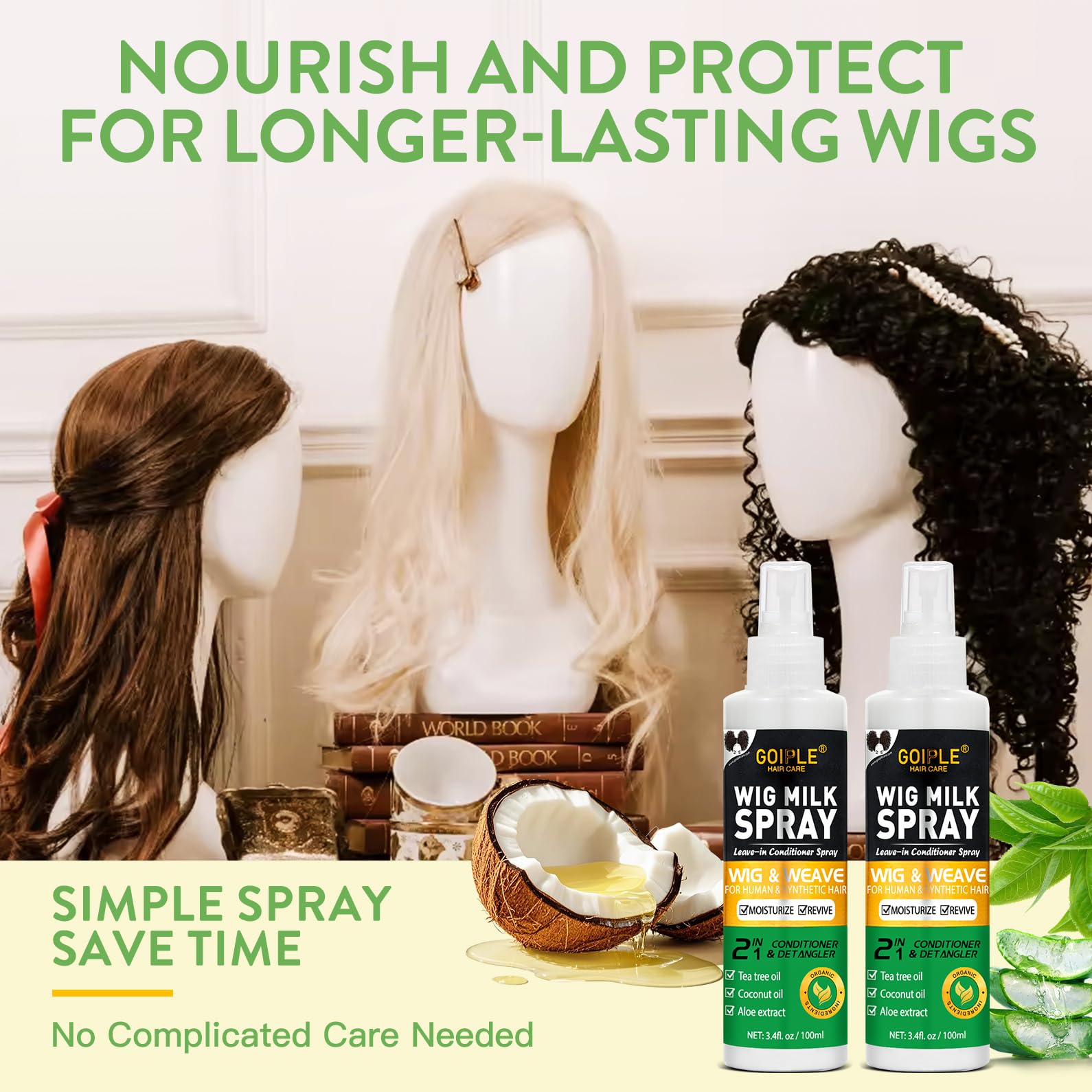 Goiple Wig Milk Spray: sin enjuague para uso rápido.