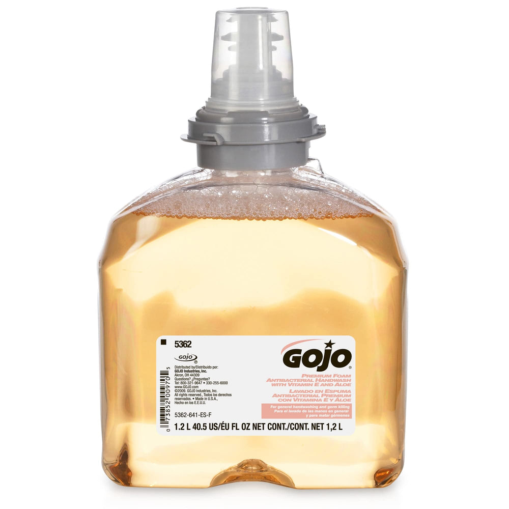 GOJO TFX foam handwash dispenser-compatible refill for touch-free systems in busy facilities.
