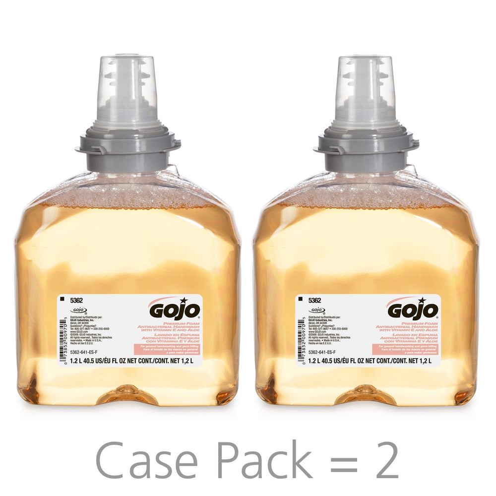 GOJO TFX premium foam handwash bottle with fresh fruit scent encourages frequent use.