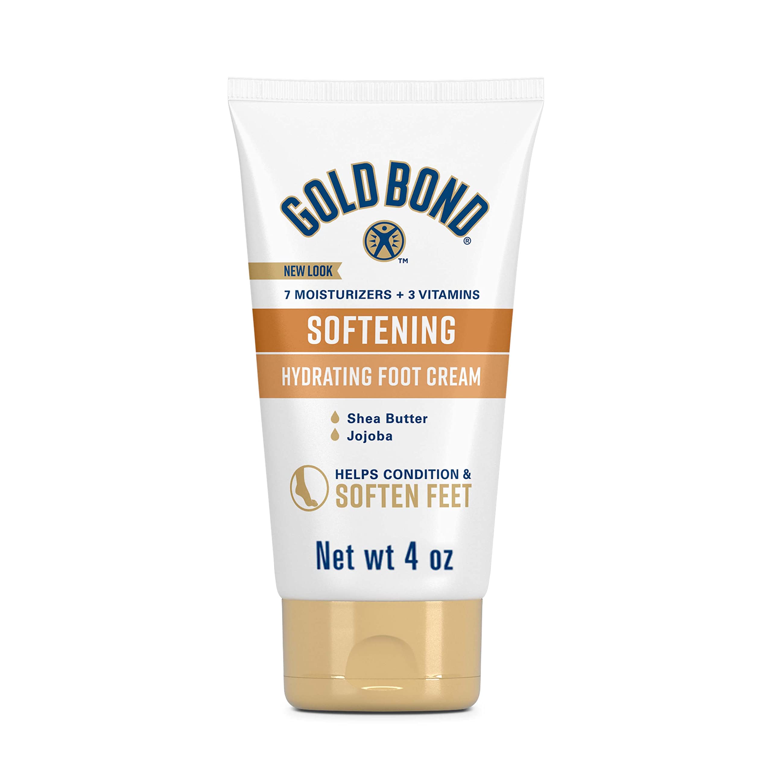 Gold Bond Crema para pies, tubo de 4 oz, suaviza piel áspera con facilidad.