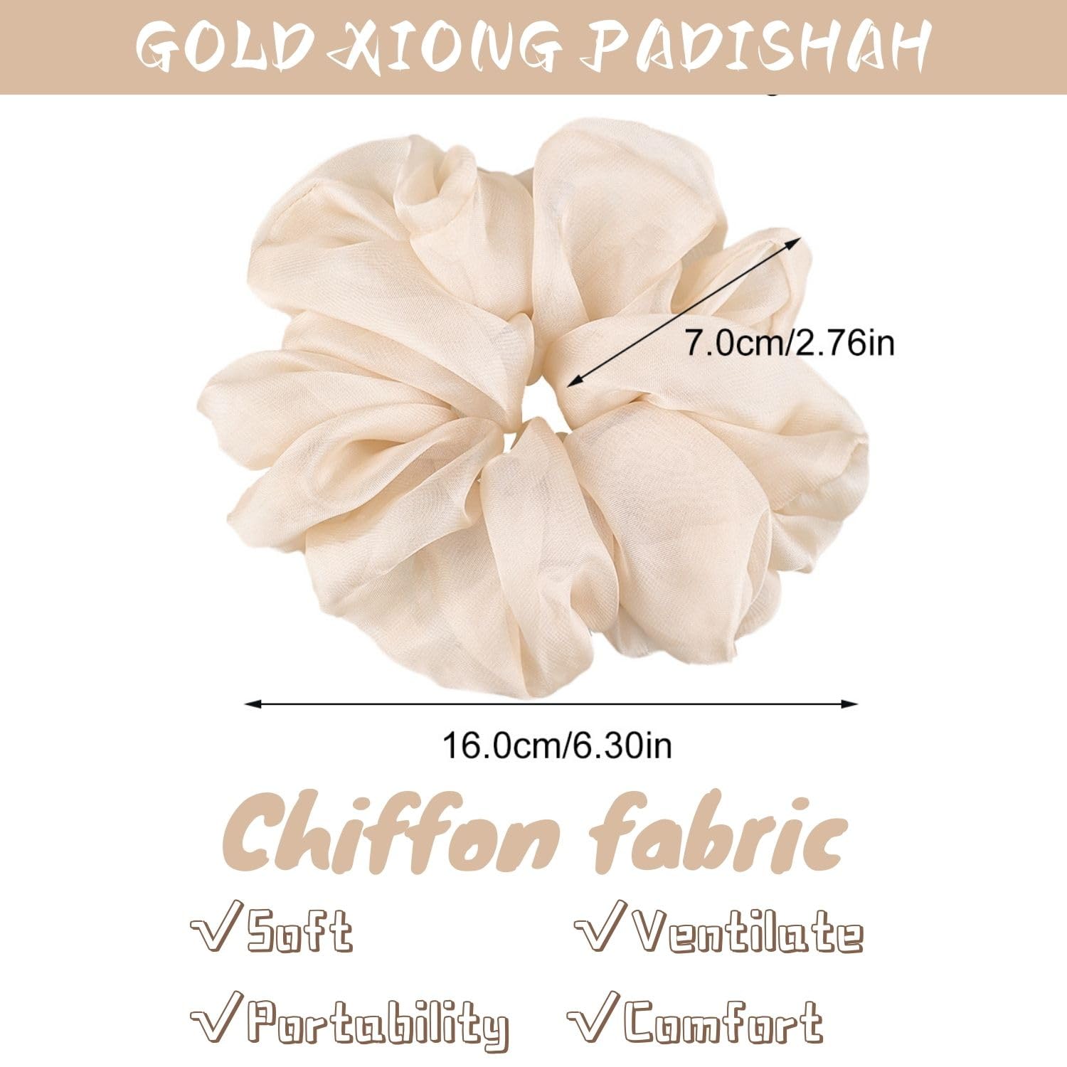 GOLD XIONG PADISHAH gomas grande chiffon, uso diario que evita tirones y marcas