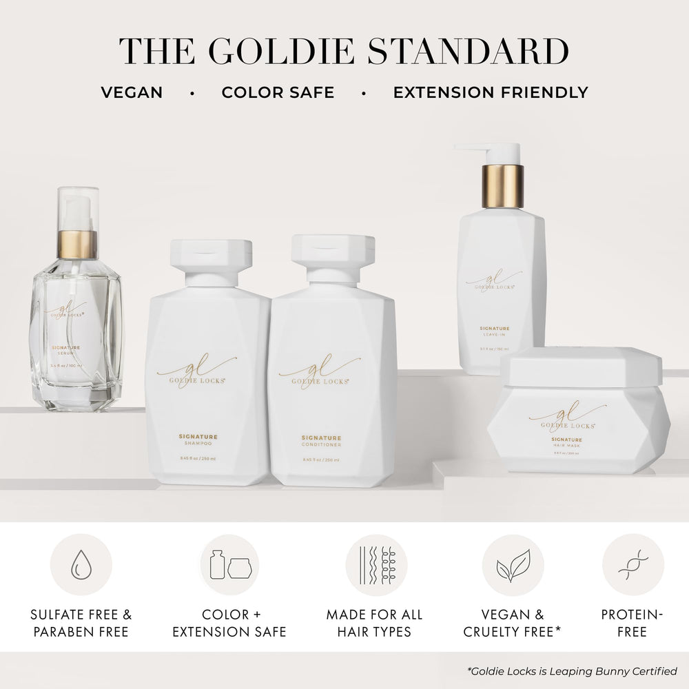 Goldie Locks libre de sulfatos y proteínas, apto para todo tipo de cabellos.