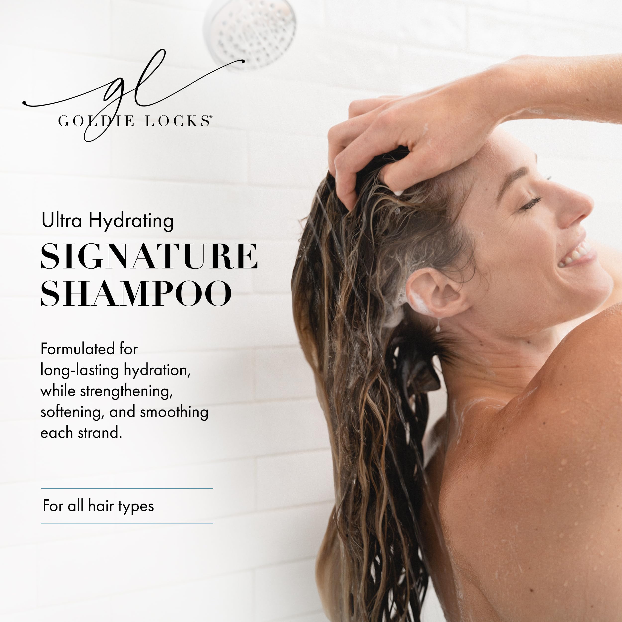 Goldie Locks Ultra Hydratante Champú con biotina y ginseng para elasticidad y vitalidad capilar.