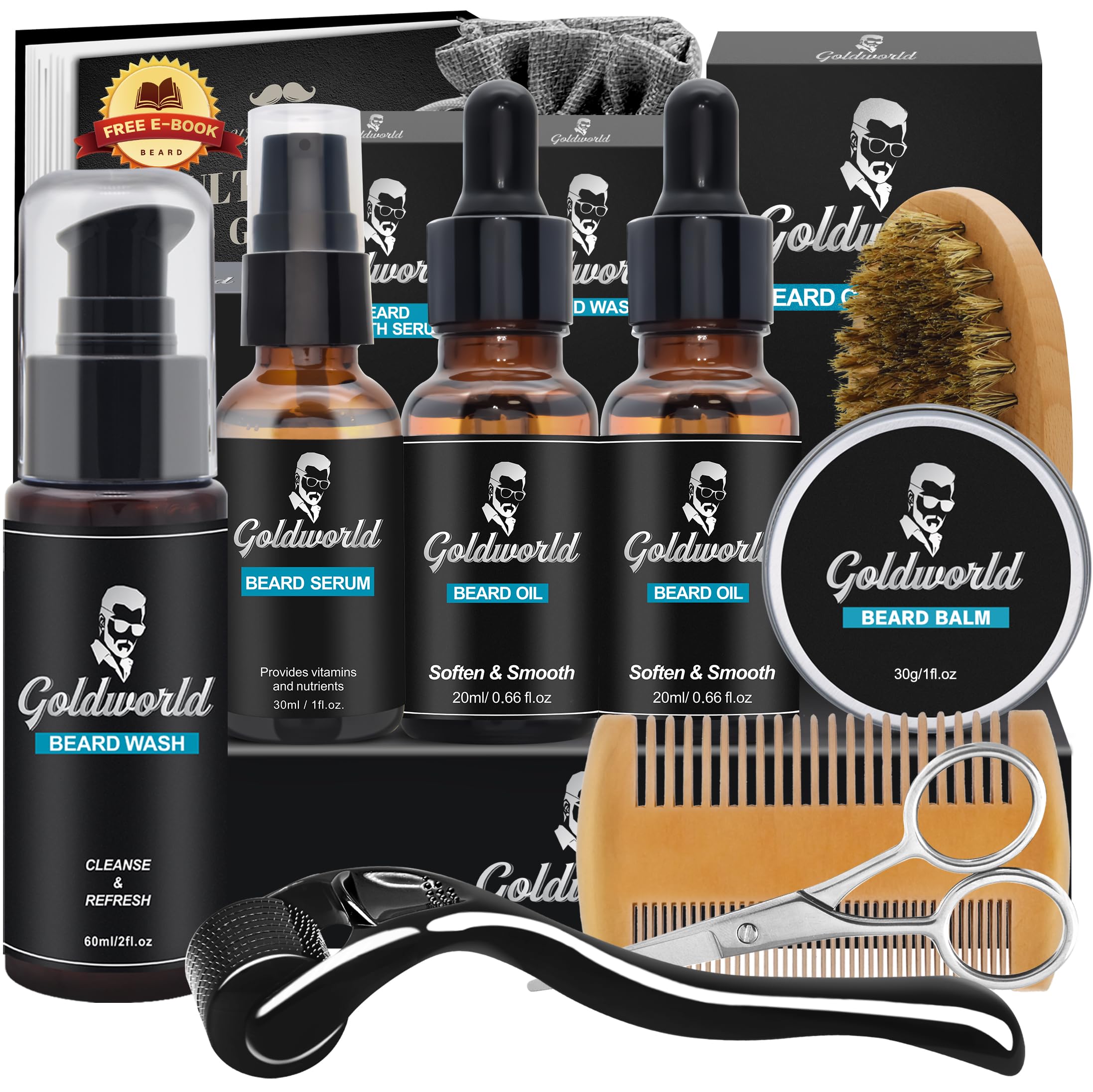 GoldWorld kit barba: aceite en dos envases para hidratación rápida