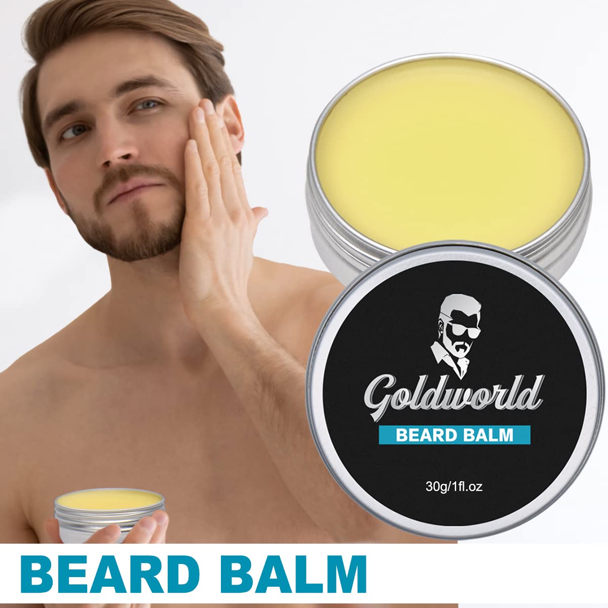 GoldWorld kit barba: cepillo de cerda natural para distribución de aceites