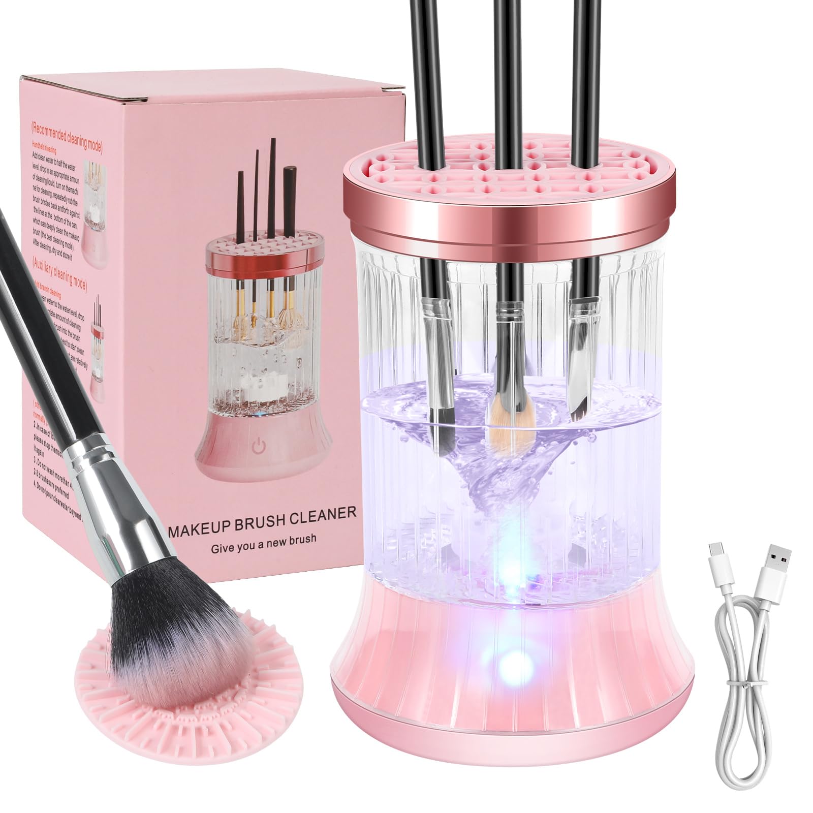 GOLIKEE limpiador automático para cepillos de maquillaje, limpieza eficiente de cepillos y esponjas