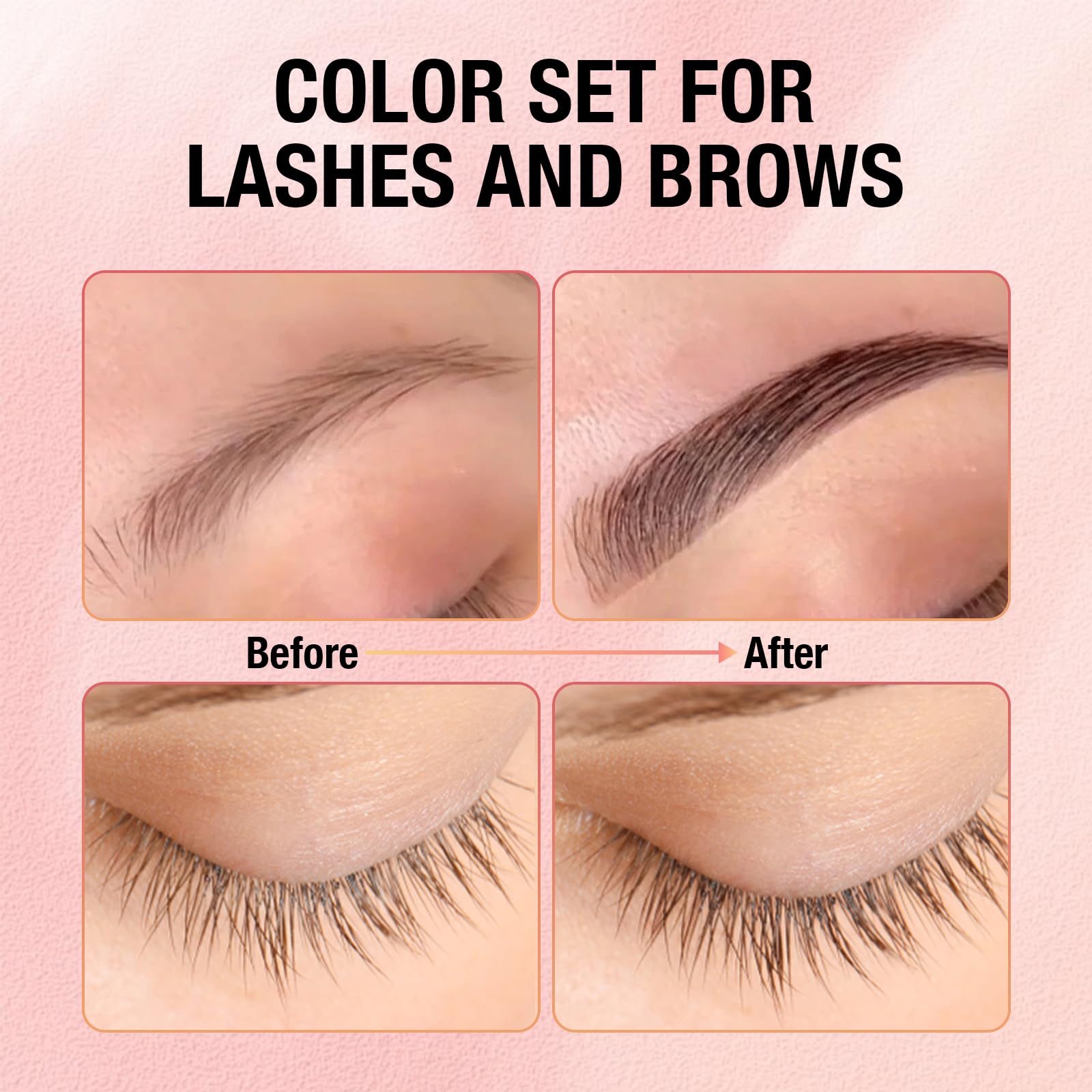 GOLLEE kit color pestañas cejas: aplicadores profesionales incluidos.