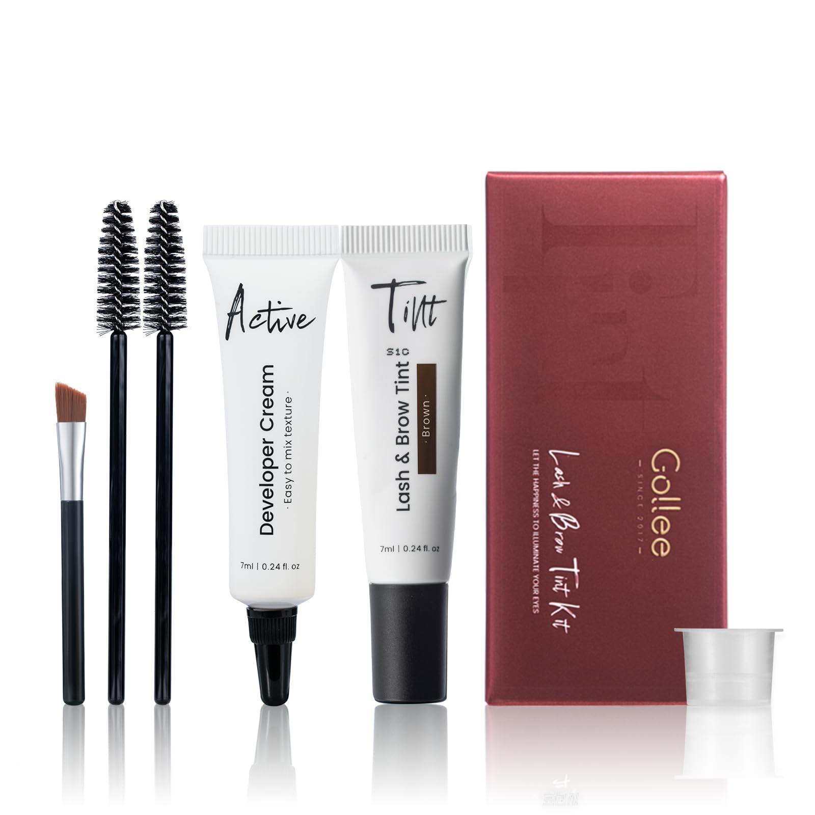 GOLLEE kit color pestañas cejas marrón: tubo para tono natural.