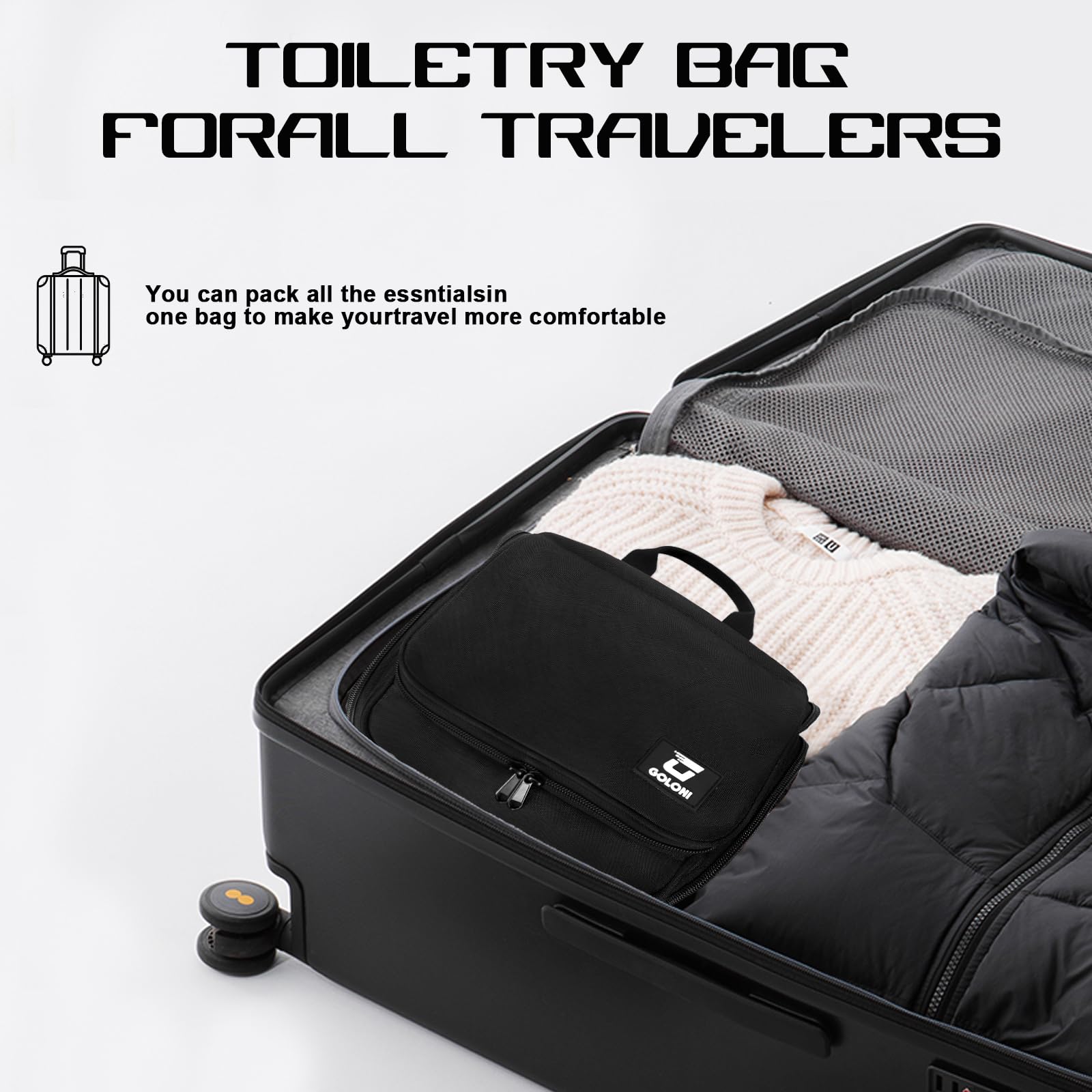 Goloni bolsa higiene colgante ideal para viajes en hoteles o camping.