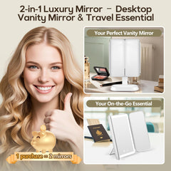 GOMIPURU espejo de maquillaje con luz 10X para precisión de líneas finas.