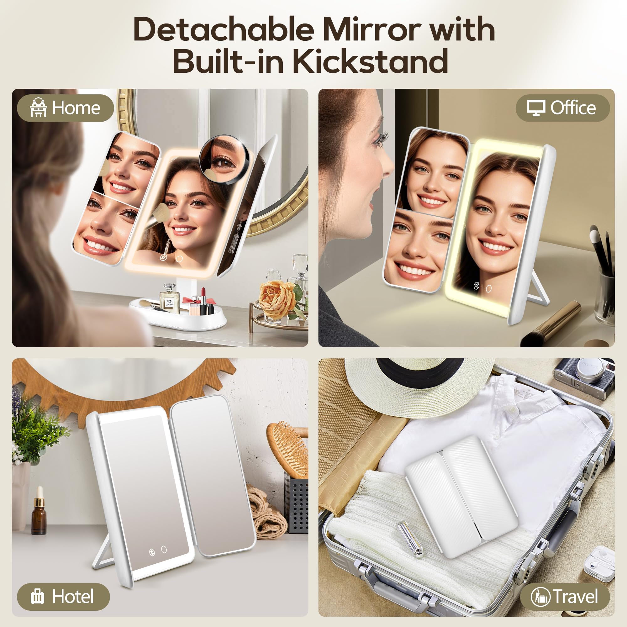 GOMIPURU espejo de maquillaje con luz 5X para difuminar sombras.