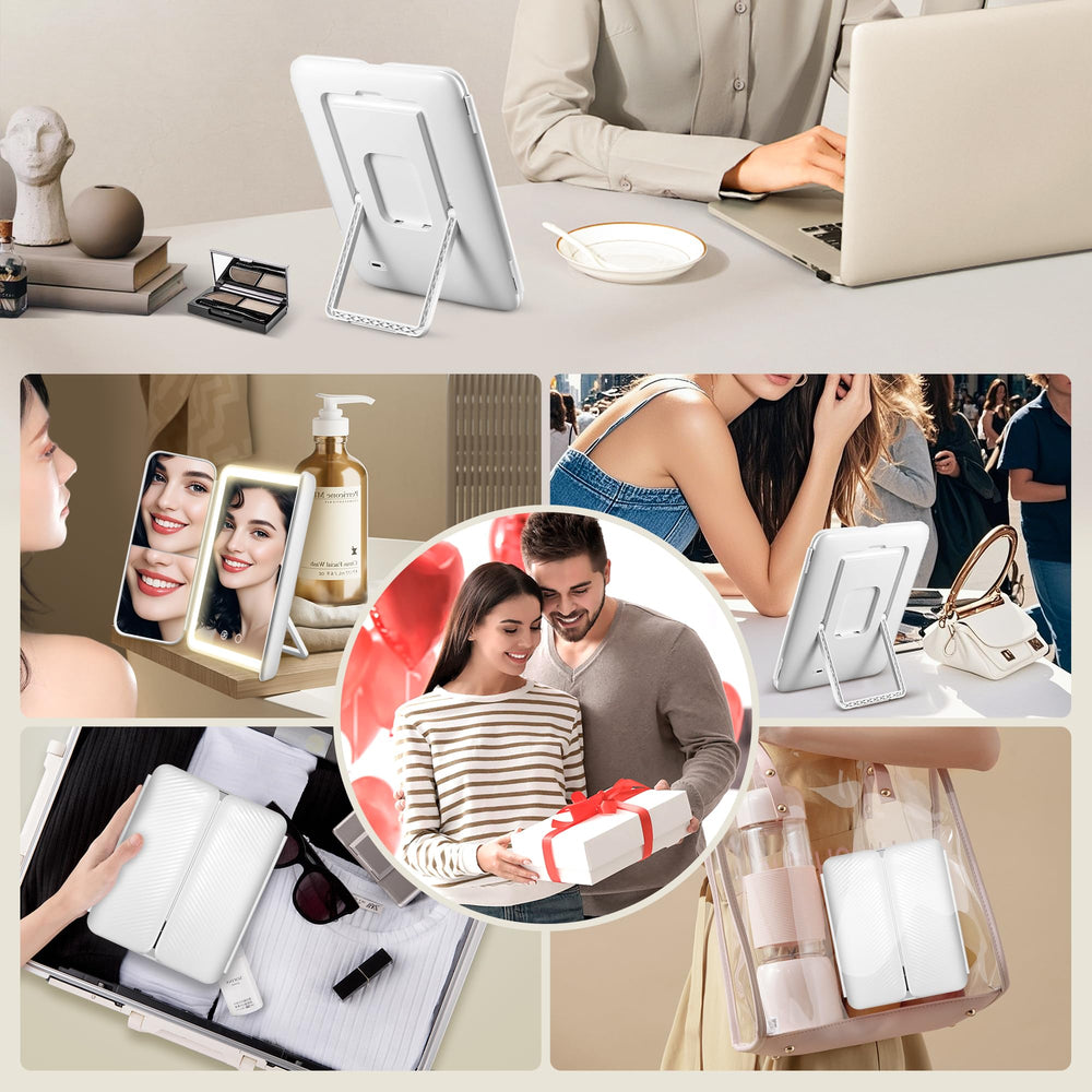 GOMIPURU espejo de maquillaje para viaje, compacto y funcional.
