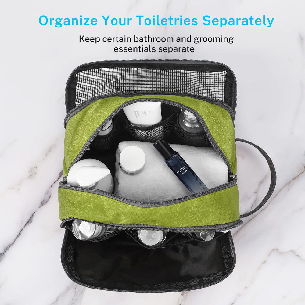 Gonex bolsa de aseo verde, diseño ligero ideal para maletas y salidas cortas.