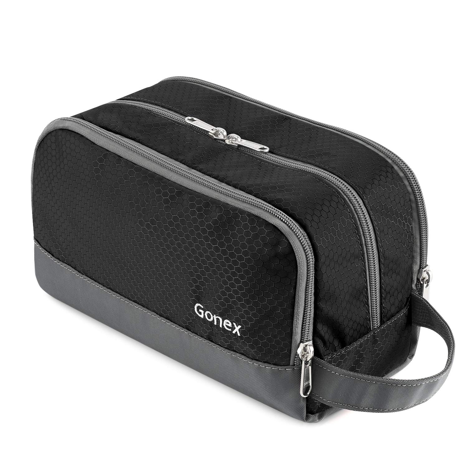 Bolsa Gonex de aseo para viaje en nailon negro con gran capacidad.