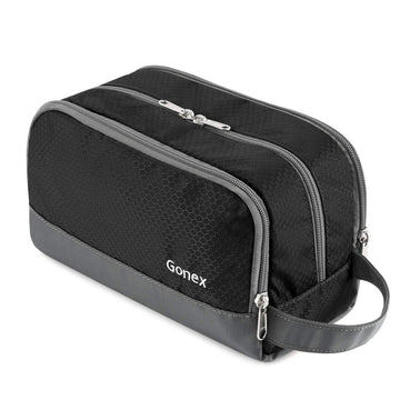 Bolsa Gonex de aseo para viaje en nailon negro con gran capacidad.