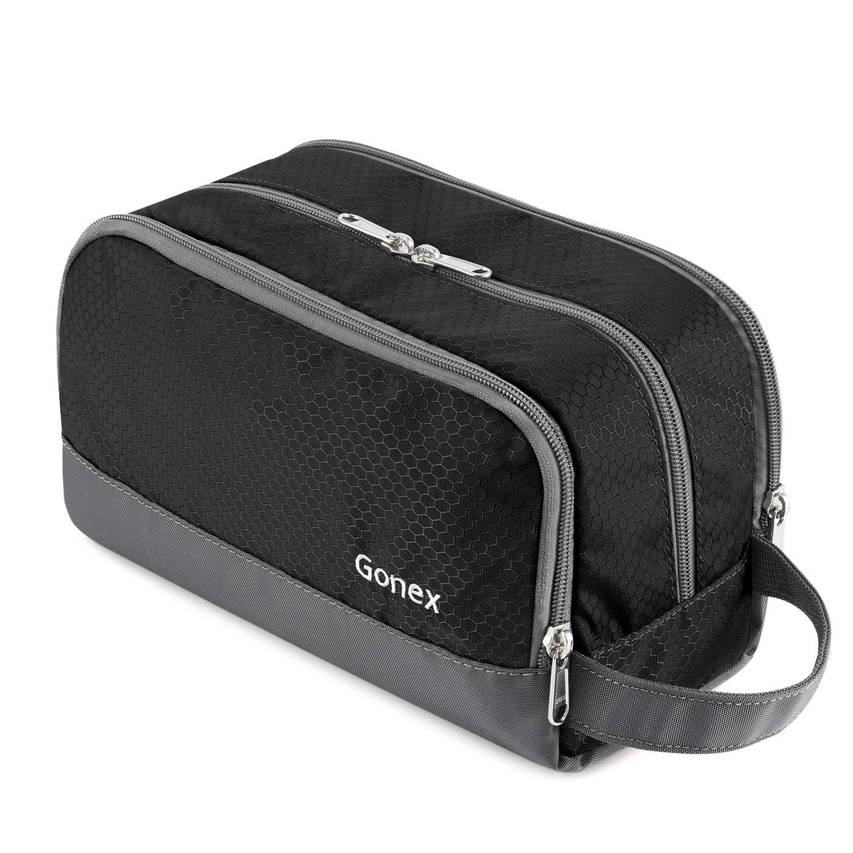 Bolsa Gonex de aseo para viaje en nailon negro con gran capacidad.