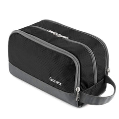 Bolsa Gonex de aseo para viaje en nailon negro con gran capacidad.