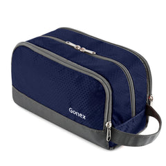 Gonex bolsa de aseo de viaje en nylon azul profundo, organizando la rutina diaria de higiene