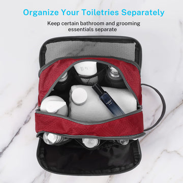 Gonex bolsa de aseo roja, lateral con bolsillo para extras.