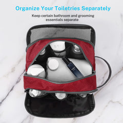Gonex bolsa de aseo roja, lateral con bolsillo para extras.