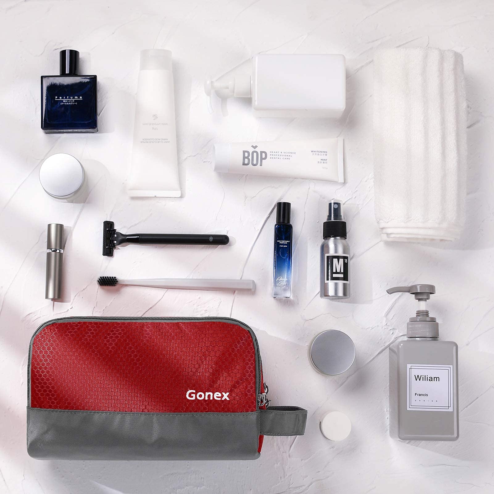Gonex bolsa de aseo roja, uso versátil para camping, gym o viaje.
