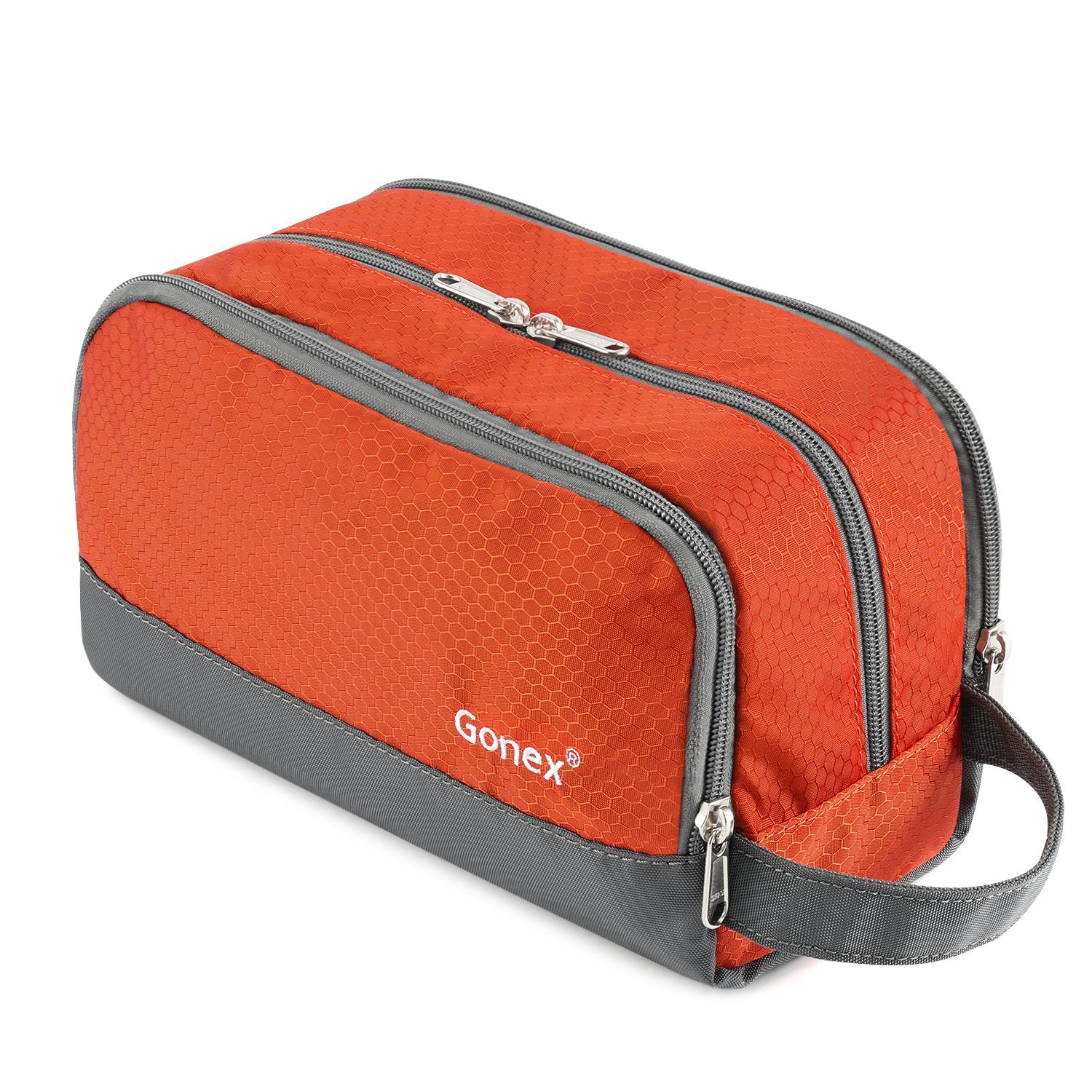 Gonex bolsa de aseo de viaje en nylon naranja, resistente al agua para viajar