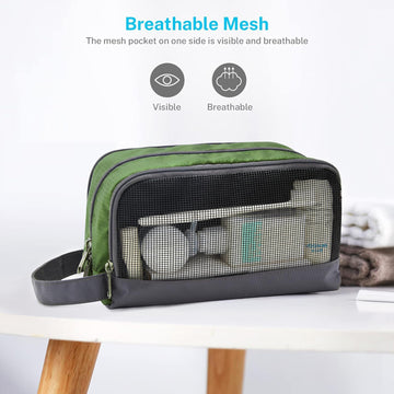 Gonex bolsa con cremallera doble en nylon verde oliva para acceso rápido.