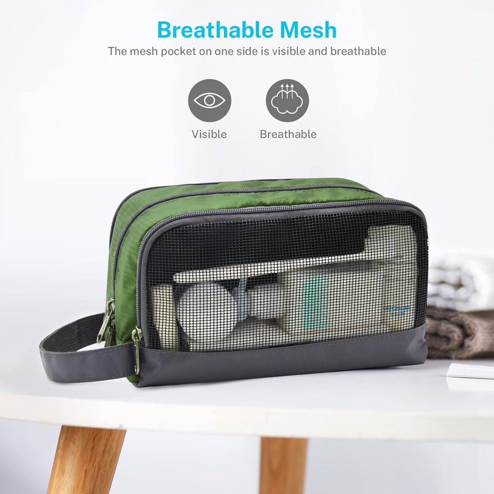 Gonex bolsa con cremallera doble en nylon verde oliva para acceso rápido.