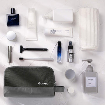 Gonex bolsa de aseo multifuncional, perfecta para viajes y uso en cabina