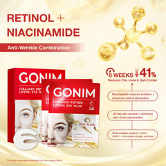 GONIM parches-ojos-colageno-retinol, mejora elasticidad y suaviza líneas.