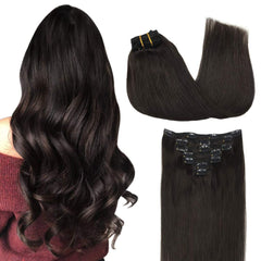 GOO GOO Extensiones con broches de silicona para cabello humano real, apariencia natural.