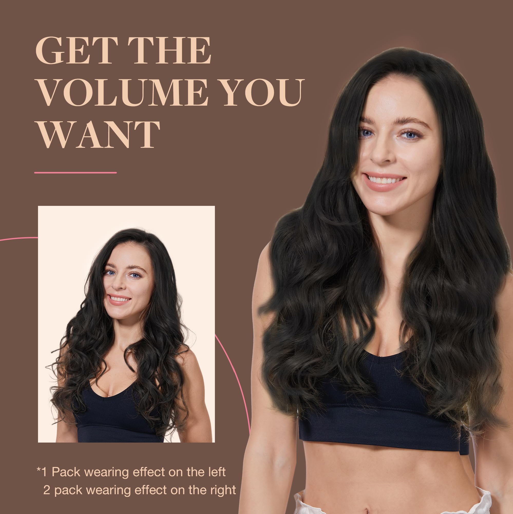 GOO GOO Extensiones clip-in de 7 piezas para mayor densidad.