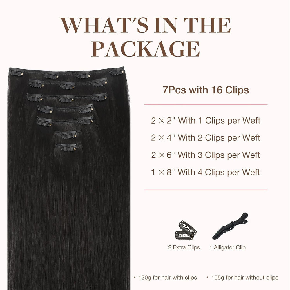 GOO GOO Extensiones clip-in con clips invisibles para fijación discreta.