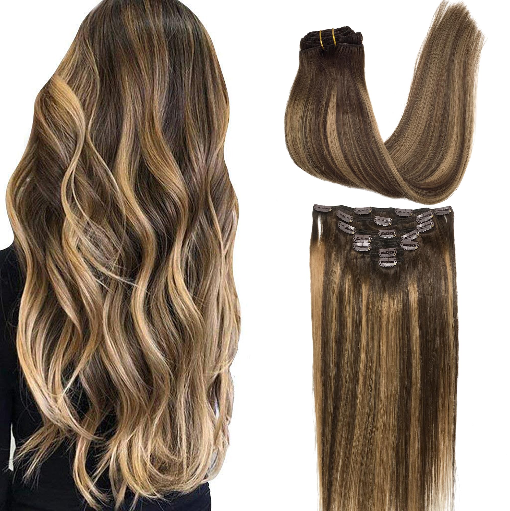 Extensiones GOO GOO con pinzas, textura suave para acabado natural.
