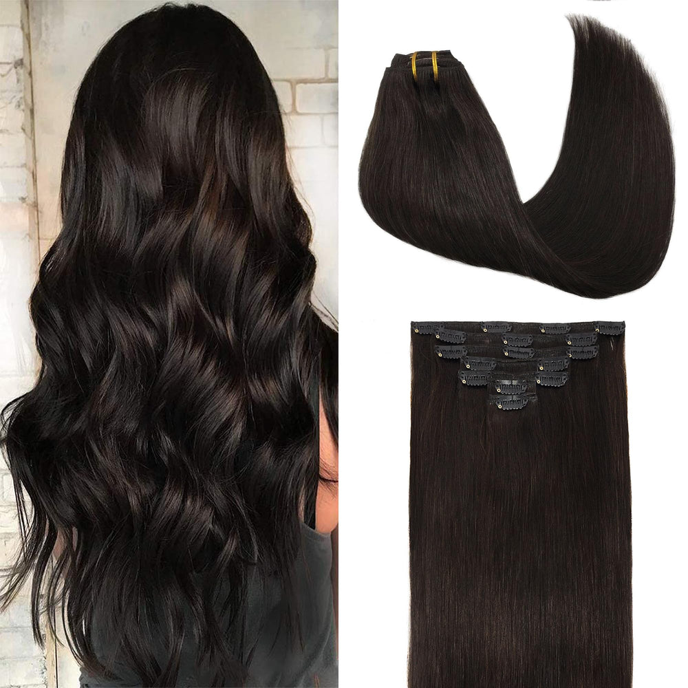 GOO GOO Extensiones de pelo real Remy, 18 pulgadas, 7 piezas para volumen