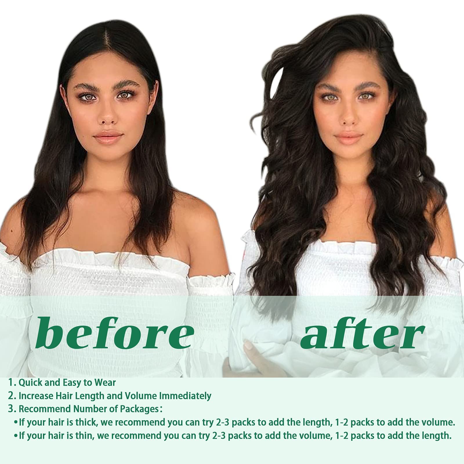 GOO GOO Extensiones para uso diario y eventos, tono natural.