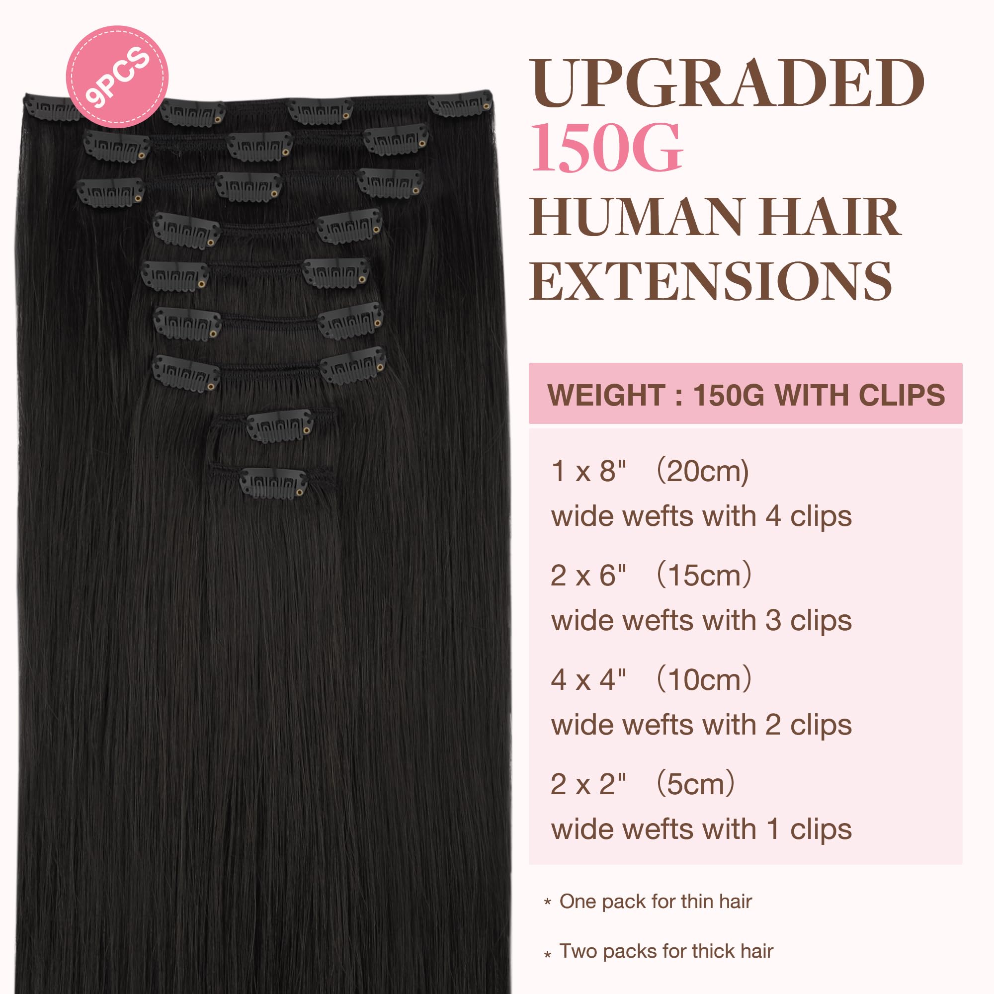 GOO GOO pelo humano Remy, clips fáciles de colocar para un look rápido.