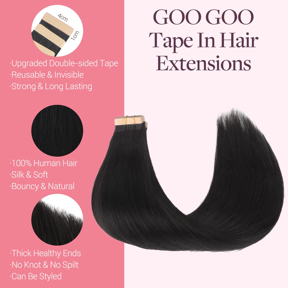 GOO GOO Extensiones pelo seda liso Remy para brillo natural.