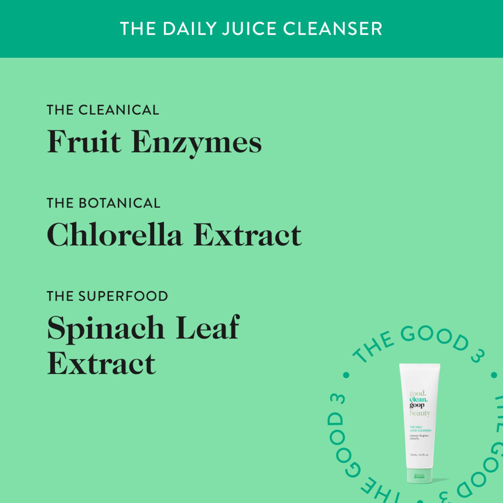 good.clean.goop limpiador diario de jugo, extracto de chlorella para nutrición de la piel.