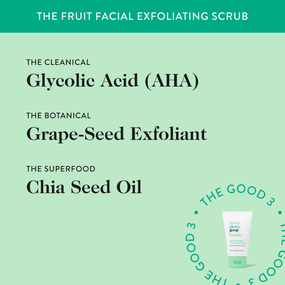 good.clean.goop exfoliante-frutal aceite-chia mantiene la barrera de la piel
