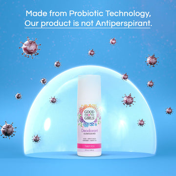 Good For You Girls clear roll-on glide on clean underarms for everyday freshness.
