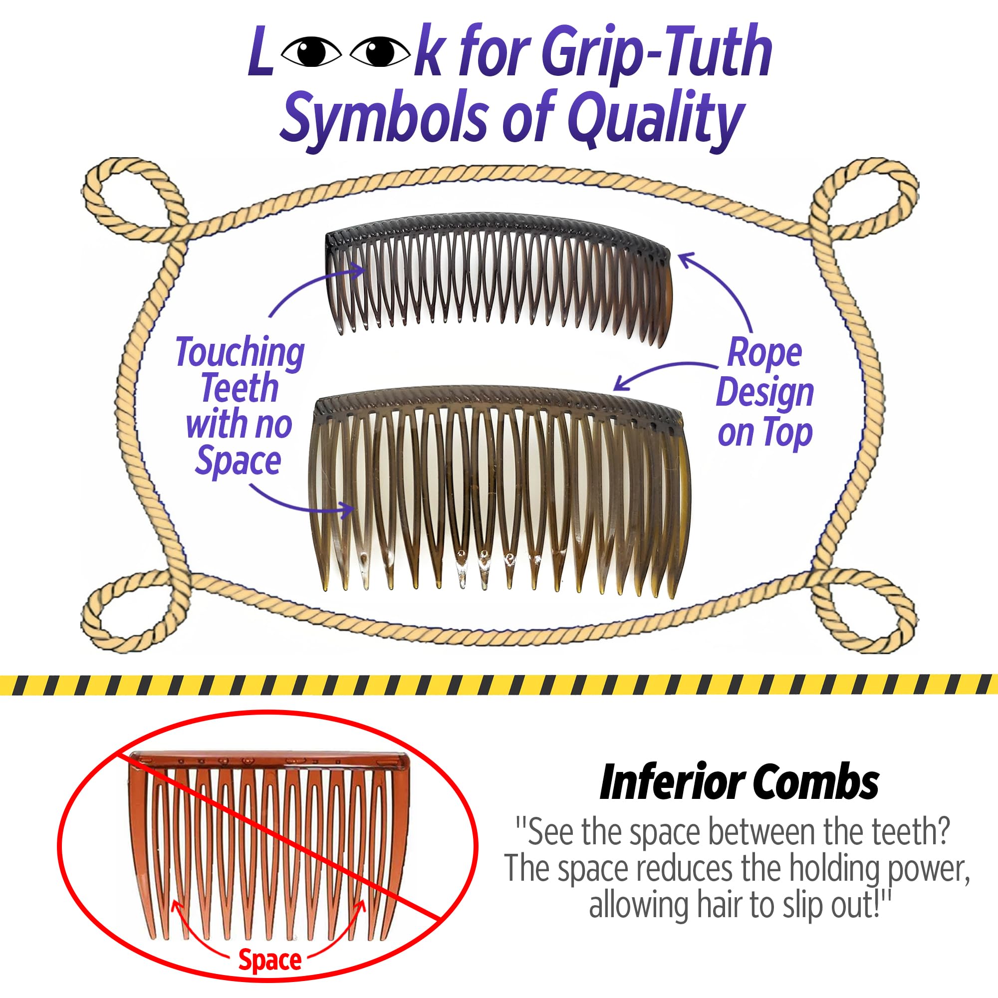 Diseño ergonómico de Grip-Tuth para agarre cómodo en todo tipo de cabello.