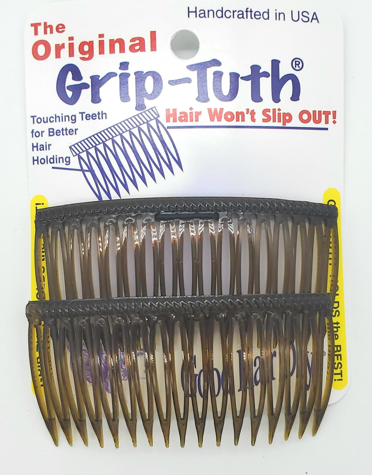 Good Hair Days Grip-Tuth, peine lateral de tortuga, fijación duradera.