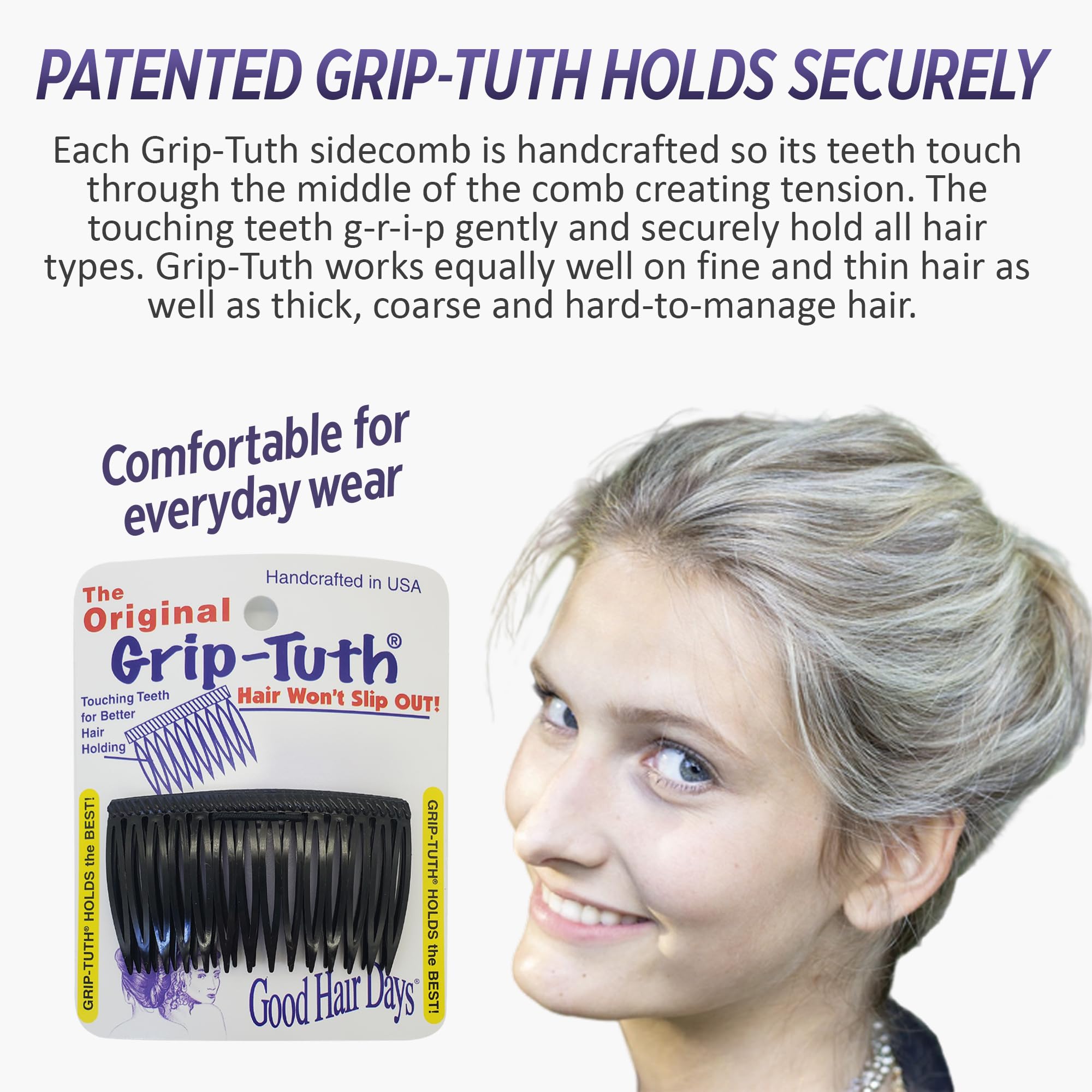 Good Hair Days Grip-Tuth: detalle de dientes para sujeción suave y precisa