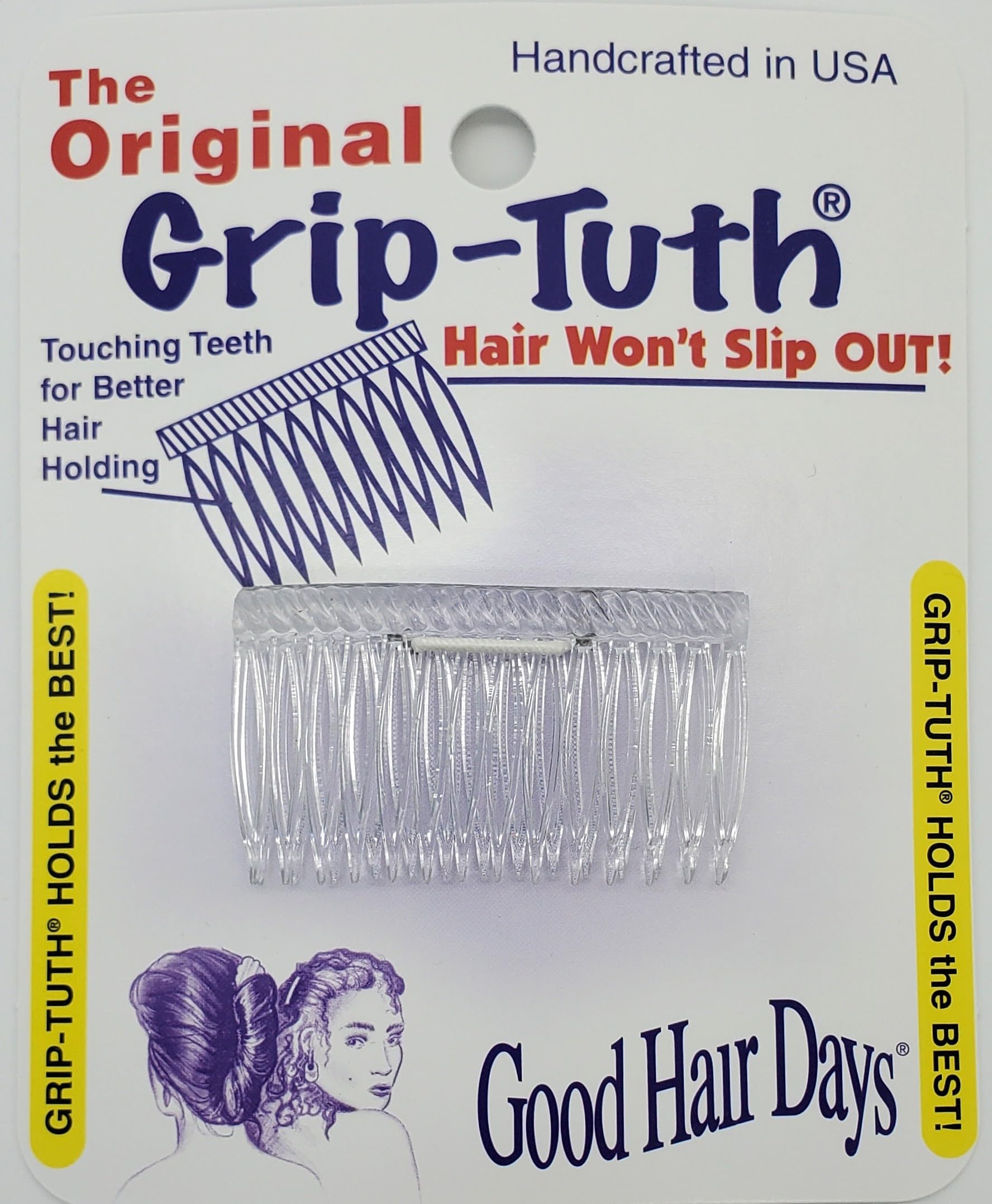 Good Hair Days Grip-Tuth Shorty Tuck: peine cristal visual para sujeción duradera en cabello fino.
